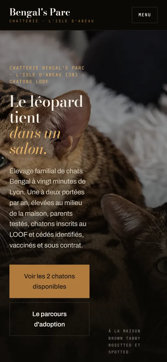 Le site Bengal’s Parc sur téléphone