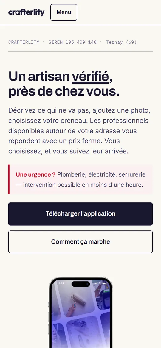 Le site Crafterlity sur téléphone